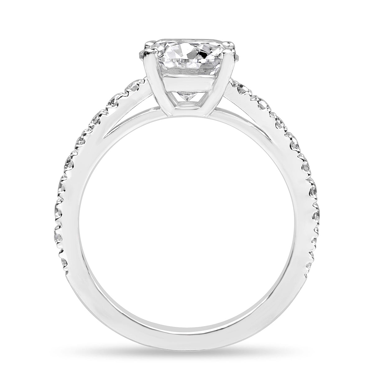Riley 1.68 ct Lab Grown Round Cut Pave 4 Prong Diamond Engagement Ring