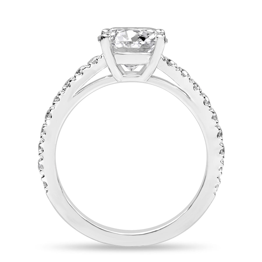 Riley 2.68 ct Lab Grown Round Cut Pave 4 Prong Diamond Engagement Ring