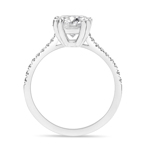 Elena 1.4 ct Lab Grown Round Cut Double Claw Pave Diamond Engagement Ring