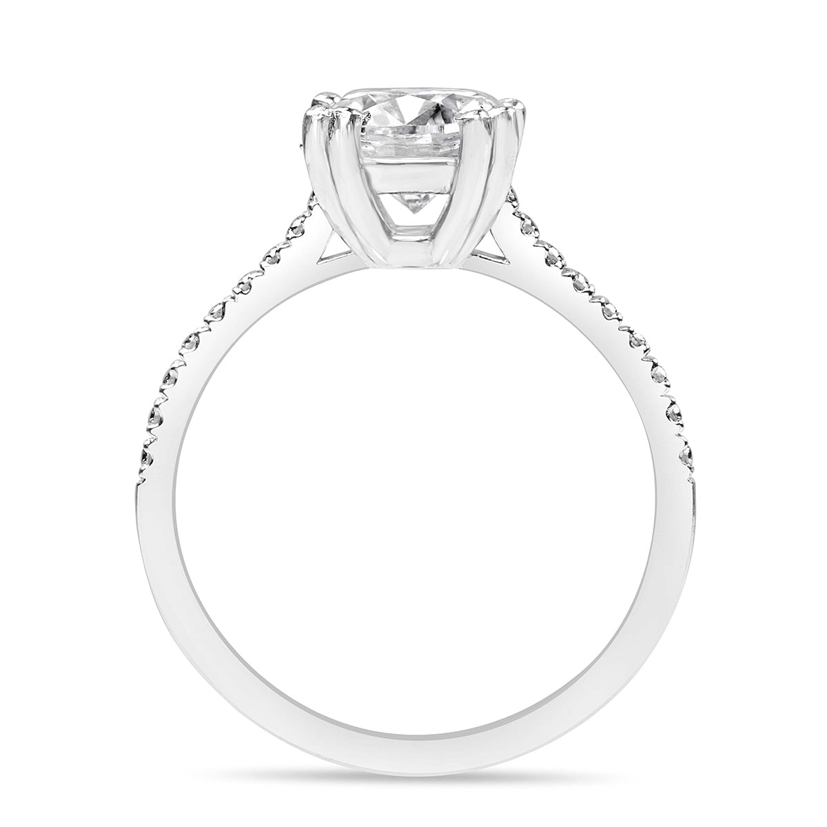 Elena 2.4 ct Lab Grown Round Cut Double Claw Pave Diamond Engagement Ring