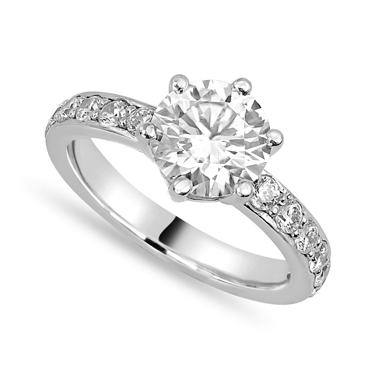 Valeria 1.11 ct Lab Grown Round Cut Double Claw Pave Diamond Engagement Ring