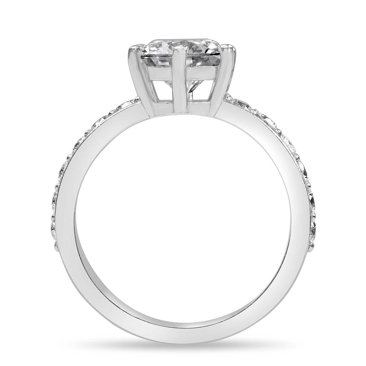 Valeria 1.11 ct Lab Grown Round Cut Double Claw Pave Diamond Engagement Ring