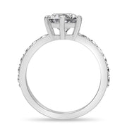 Valeria 3.11 ct Lab Grown Round Cut Double Claw Pave Diamond Engagement Ring