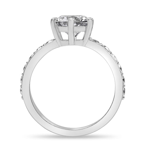Valeria 3.11 ct Lab Grown Round Cut Double Claw Pave Diamond Engagement Ring