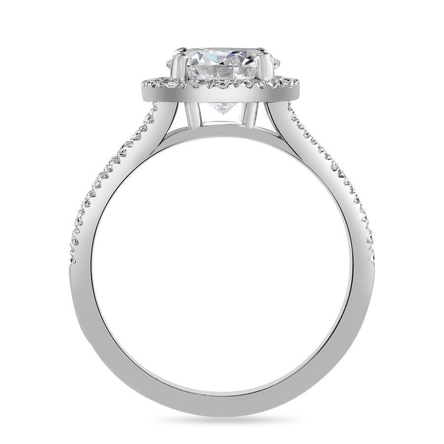 Maja 2.95 ct Lab Grown Round Cut Halo Split Shank Diamond Engagement Ring