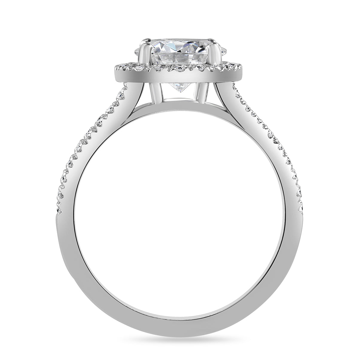 Maja 2.45 ct Lab Grown Round Cut Halo Split Shank Diamond Engagement Ring