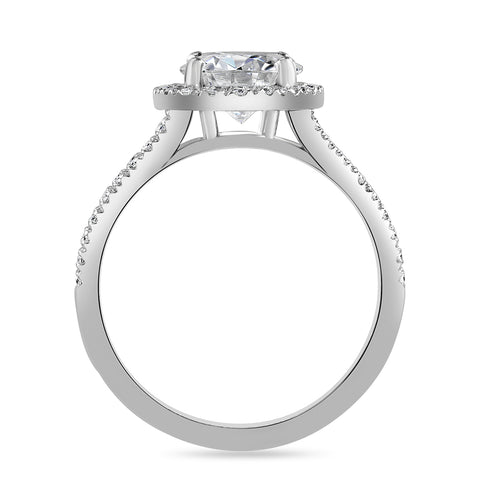 Maja 3.45 ct Lab Grown Round Cut Halo Split Shank Diamond Engagement Ring
