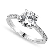 Ava 2.9 ct Lab Grown Round Cut Pave 4 Prong Diamond Engagement Ring