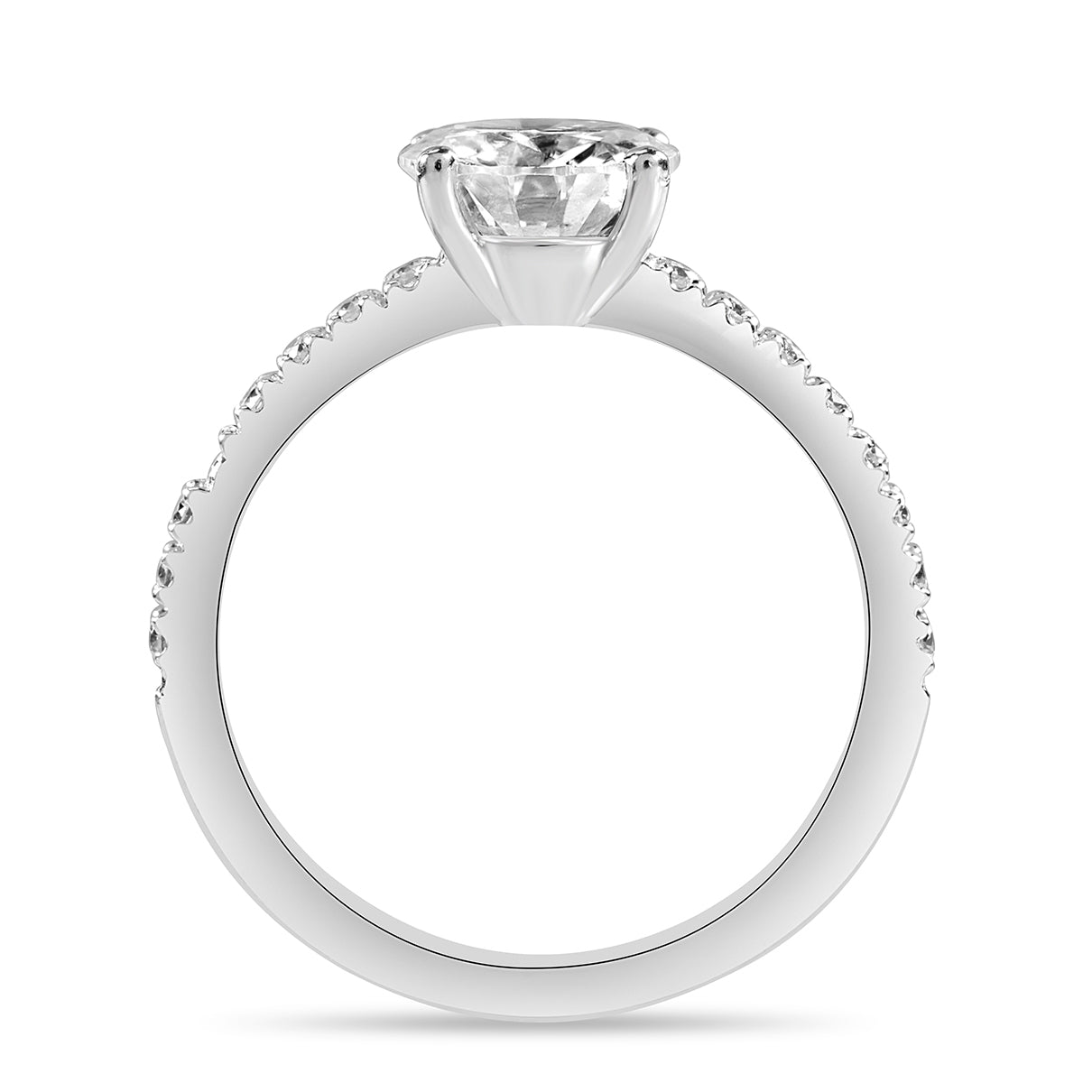 Ava 1.4 ct Lab Grown Round Cut Pave 4 Prong Diamond Engagement Ring