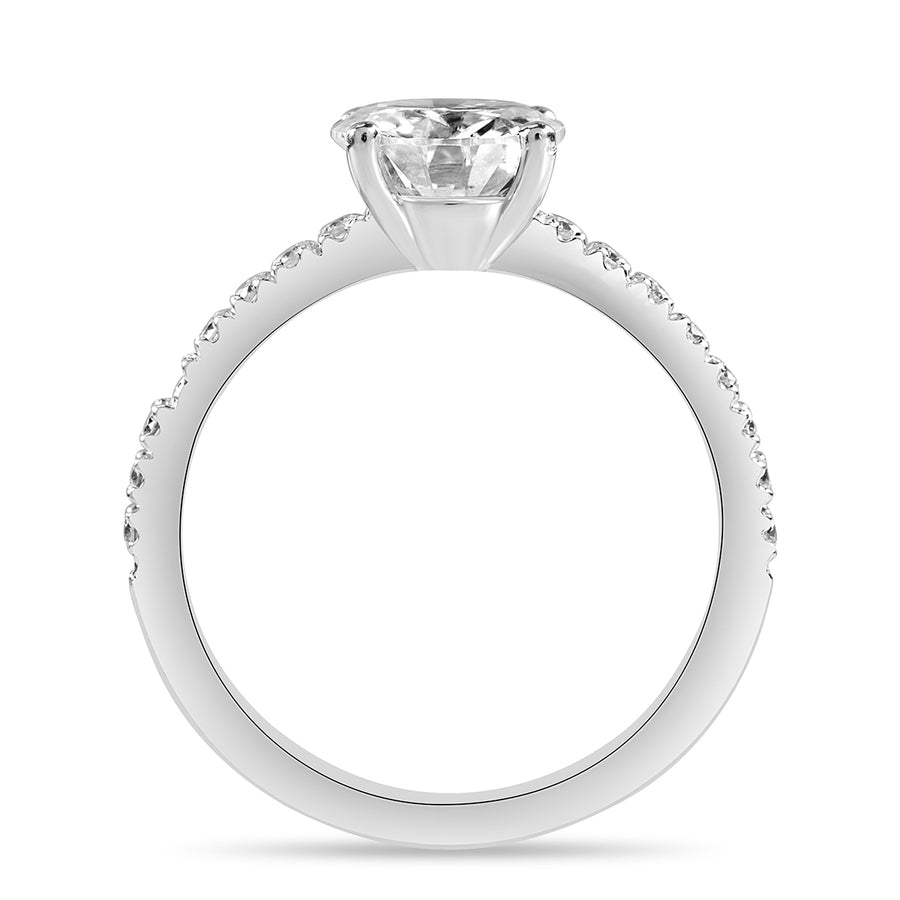 Ava 2.9 ct Lab Grown Round Cut Pave 4 Prong Diamond Engagement Ring