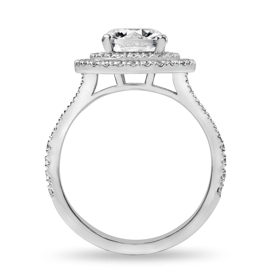 Amelie 3.36 ct Lab Grown Round Cut Double Halo Pave Diamond Engagement Ring