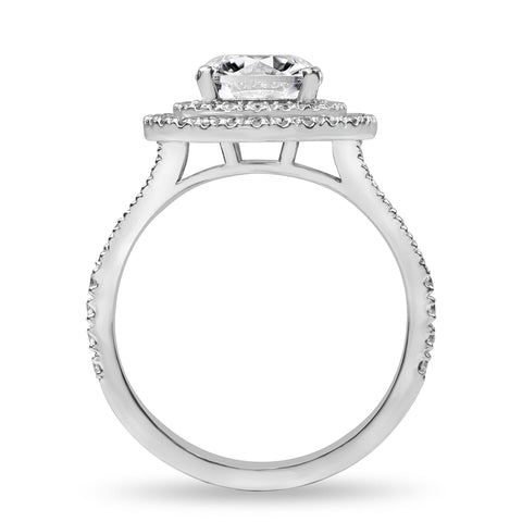 Livia 2.36 ct Lab Grown Round Cut Double Halo Pave Diamond Engagement Ring.