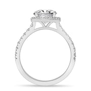 Amelie 1.7 ct Lab Grown Round Cut Pave Halo Diamond Engagement Ring.