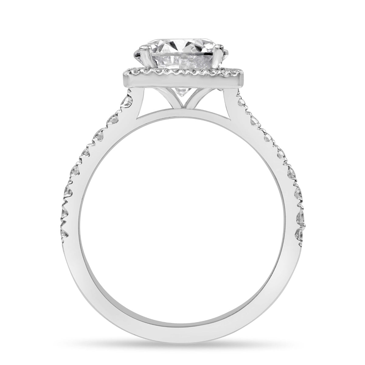 Amelie 1.2 ct Lab Grown Round Cut Pave Halo Diamond Engagement Ring.