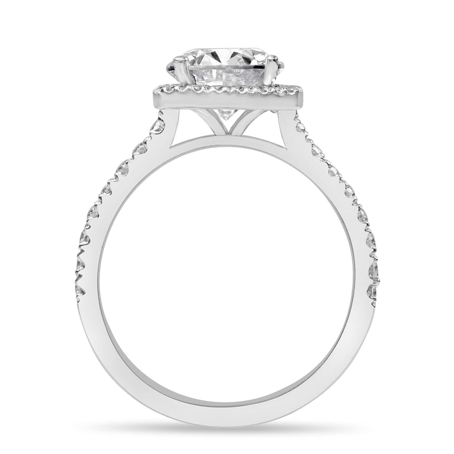Amelie 3.2 ct Lab Grown Round Cut Pave Halo Diamond Engagement Ring