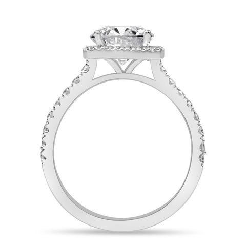 Amelie 3.2 ct Lab Grown Round Cut Pave Halo Diamond Engagement Ring.
