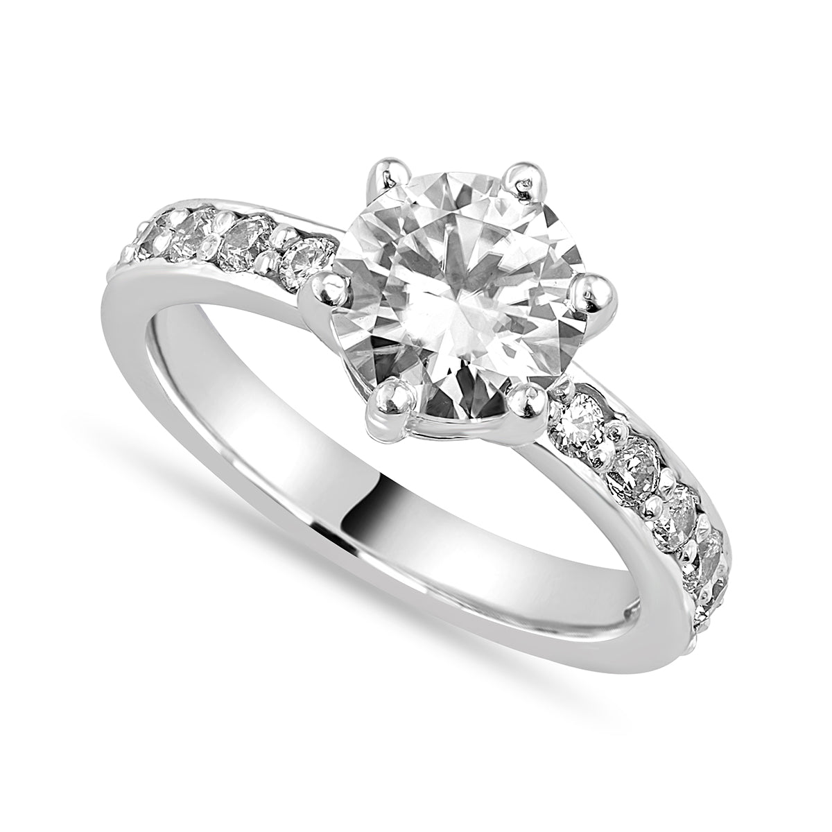 Mia 2.94 ct Lab Grown Round Cut Pave 6 Prong Diamond Engagement Ring
