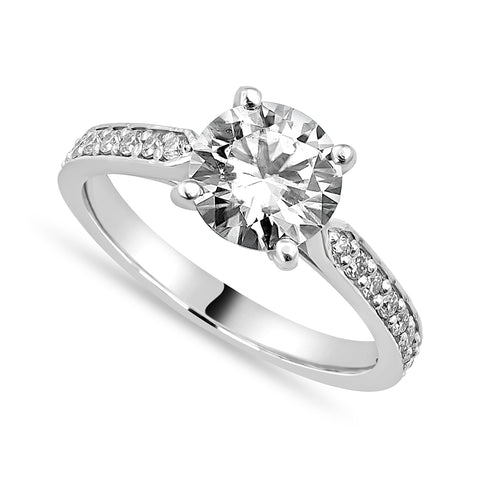 Charlotte 1.77 ct Lab Grown Round Cut Pave 4 Prong Diamond Engagement Ring