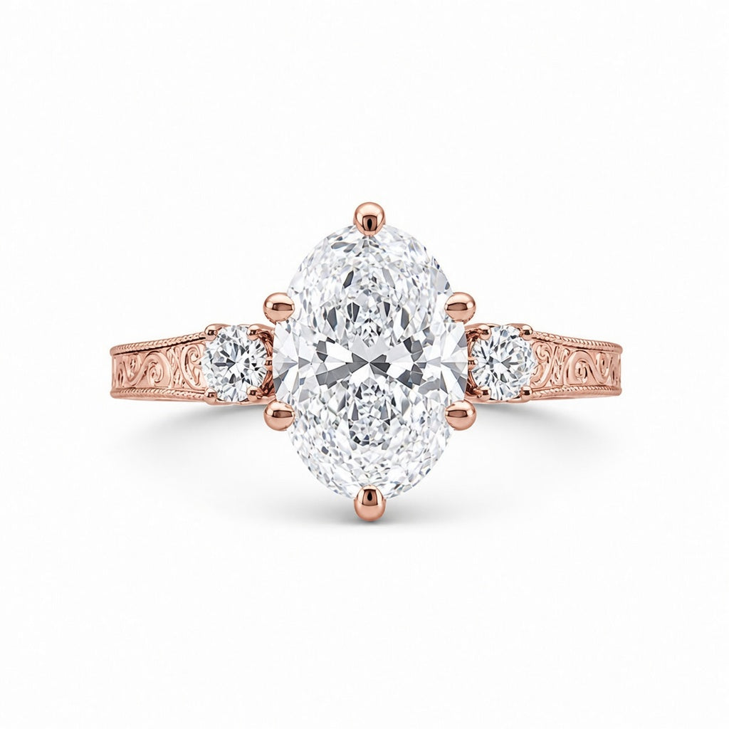 1.50 CT Round Cut Lab-Grown Diamond Wedding Ring in 14K White Gold – Art Deco Engraved Filigree Design