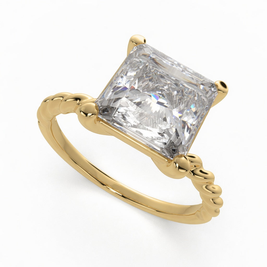 Renata 1 Carat Princess Cut Solitaire Rope Engagement Ring