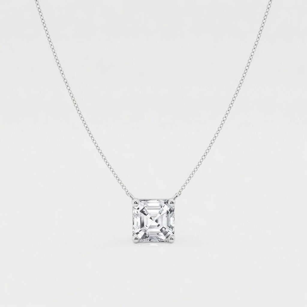 3.00 CTW Asscher Cut Lab-Grown Diamond Solitaire Pendant (D–F / VS1–VS2, IGI Certified)