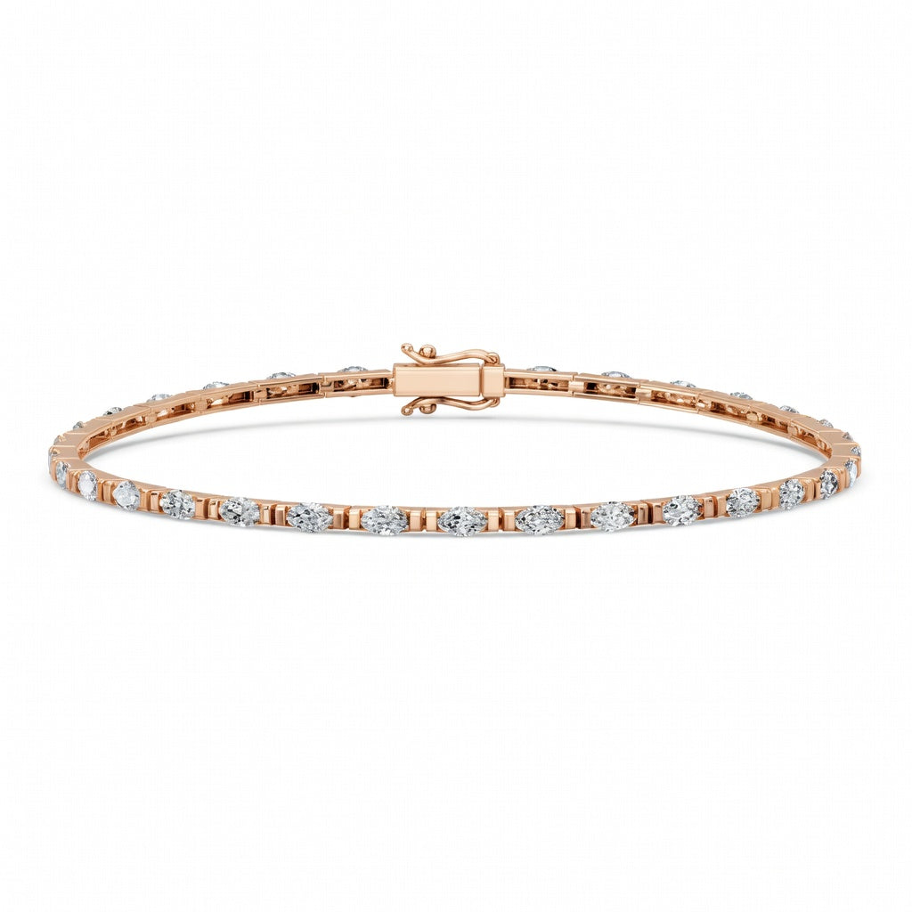 3.09 Carat Marquise Cut Diamond Tennis Bracelet VS1 D F White Gold 14k