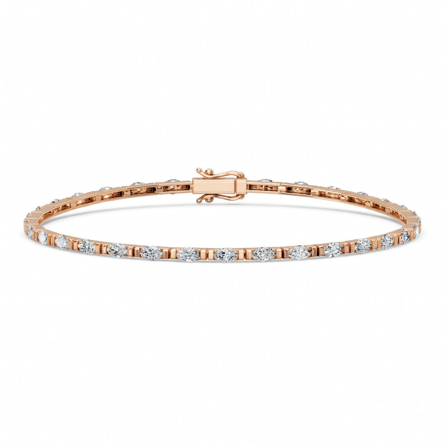 3.09 Carat Marquise Cut Diamond Tennis Bracelet VS1 D F White Gold 14k