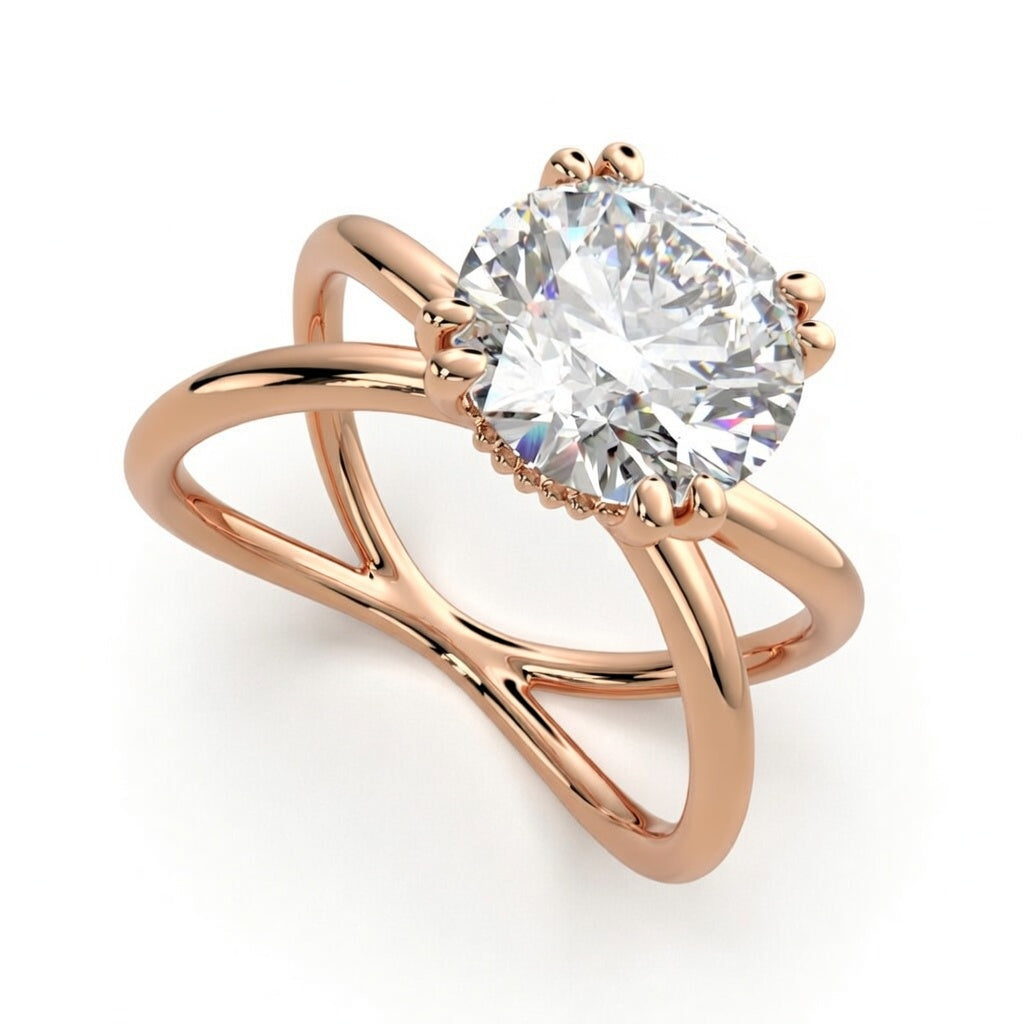 Tatiana 1 Carat Round Cut Solitaire Split Shank Engagement Ring
