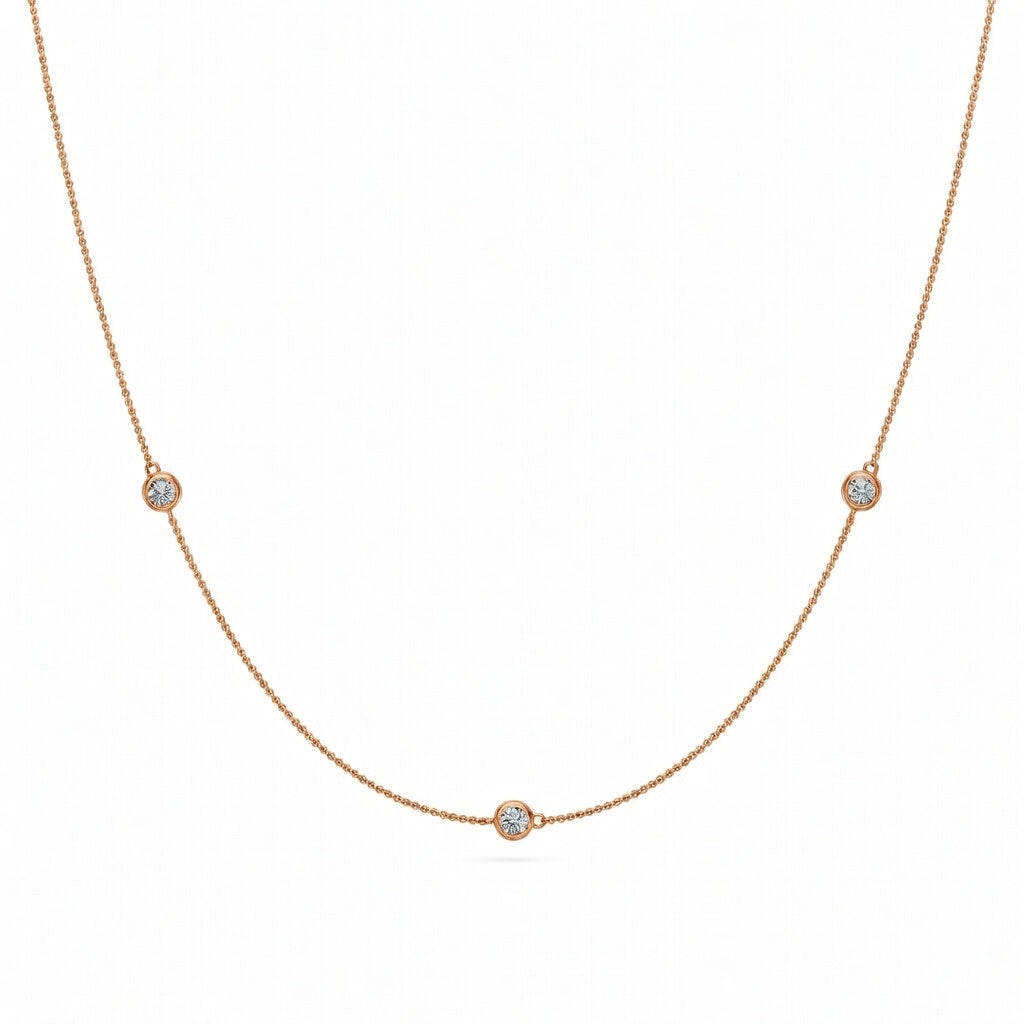 1.6 Ct Round Cut Diamond Chain Necklace VS1 D-F White Gold 14k