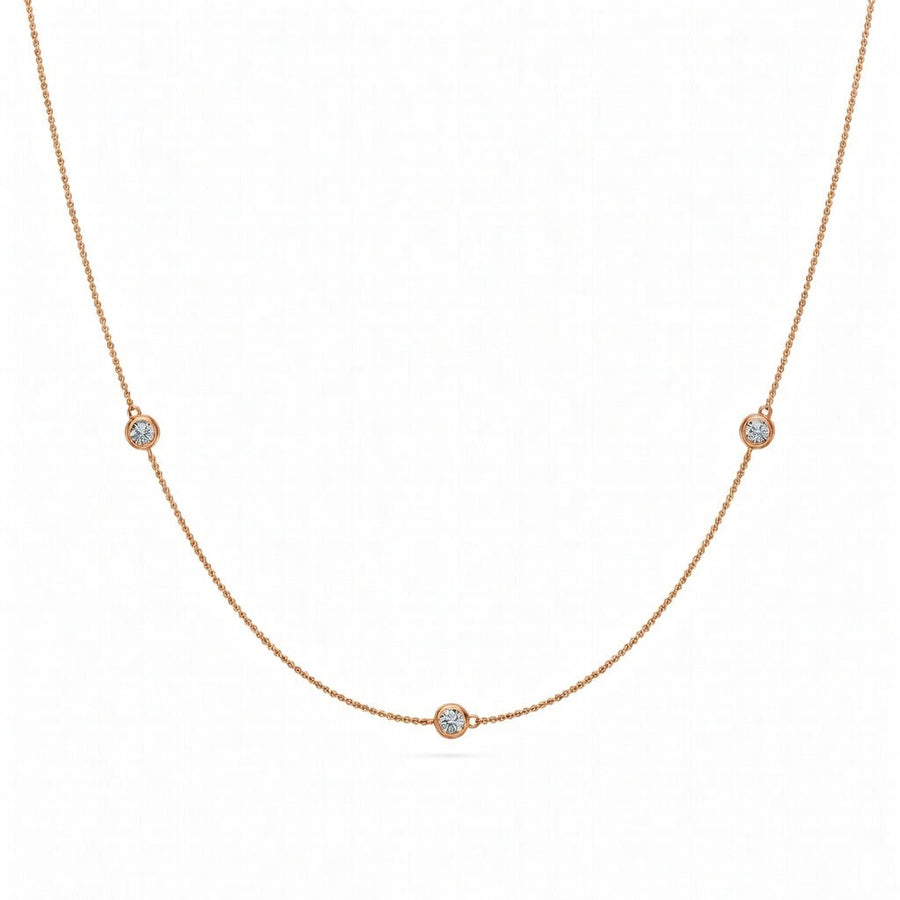 1.6 Ct Round Cut Diamond Chain Necklace VS1 D-F White Gold 14k