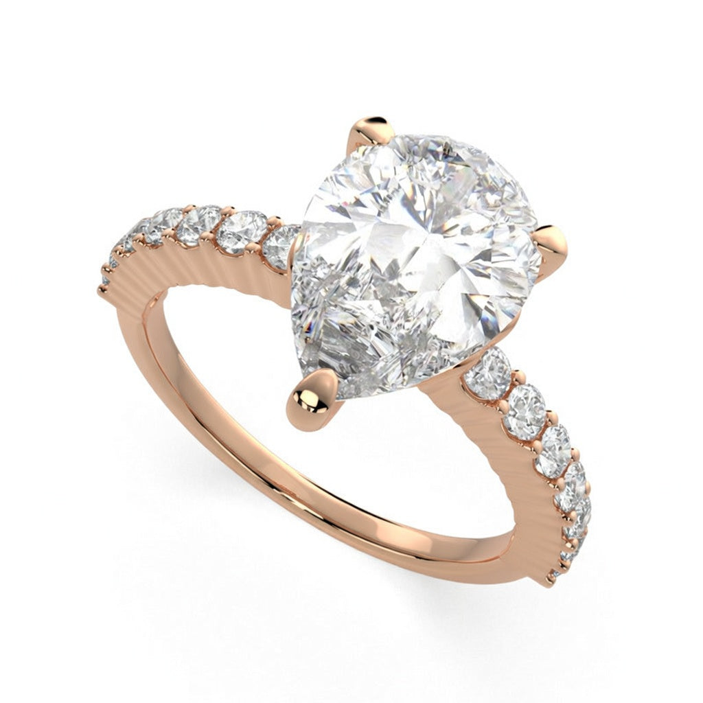 Lavinia 1.35 Carat Pear Cut Side Stone 4 Prong Engagement Ring