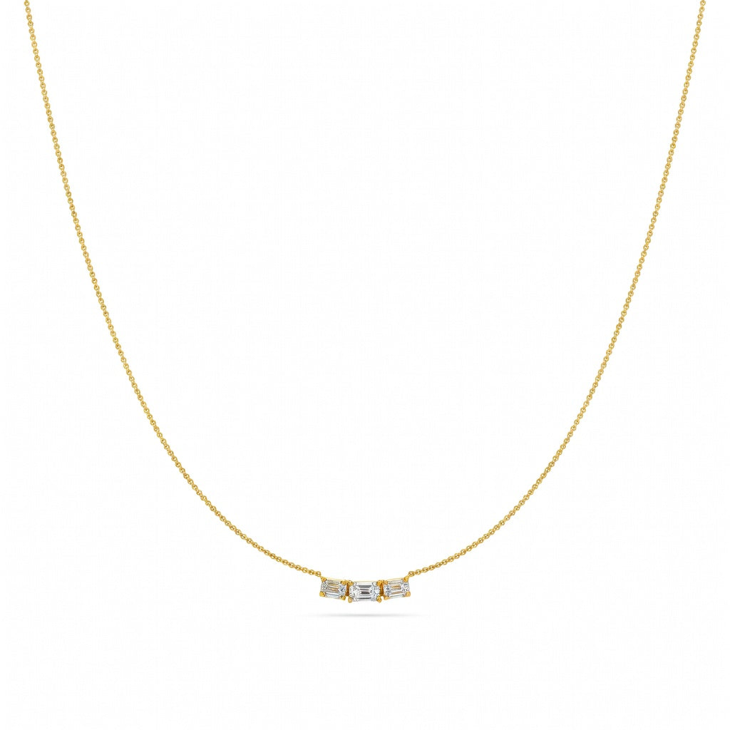 0.5 Ct Emerald Cut Diamond Pendant Necklace VS1 D-F White Gold 14k