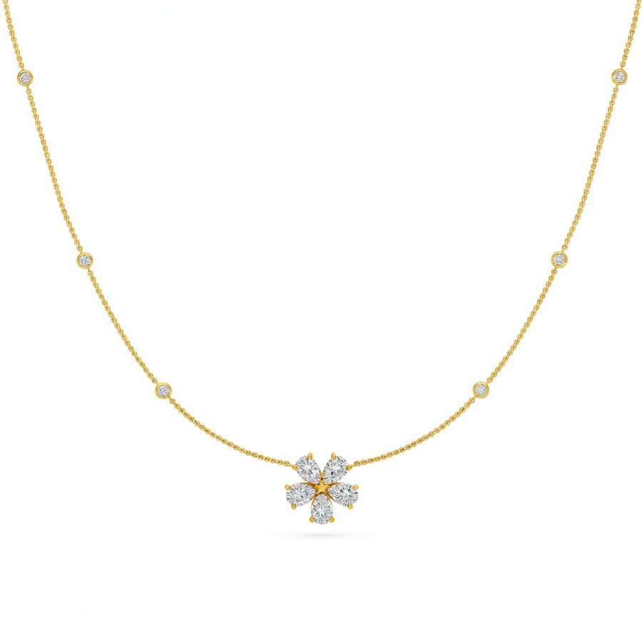 1.4 Ct Pear Round Cut Diamond Chain Necklace VS1 D-F White Gold 14k