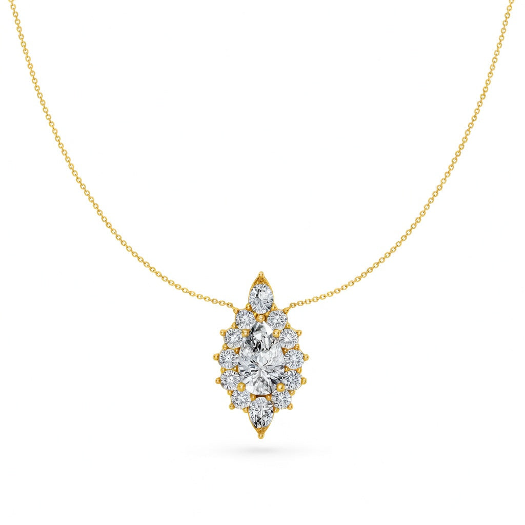 6.8 Ct Pear Round Cut Diamond Pendant Necklace VS1 D-F White Gold 14k