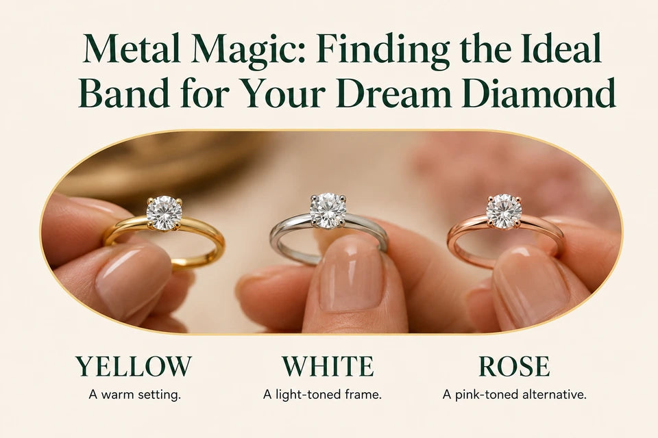 Metal Magic: Finding the Ideal Band for Your Dream Diamond: A warm setting. A light-toned frame.
