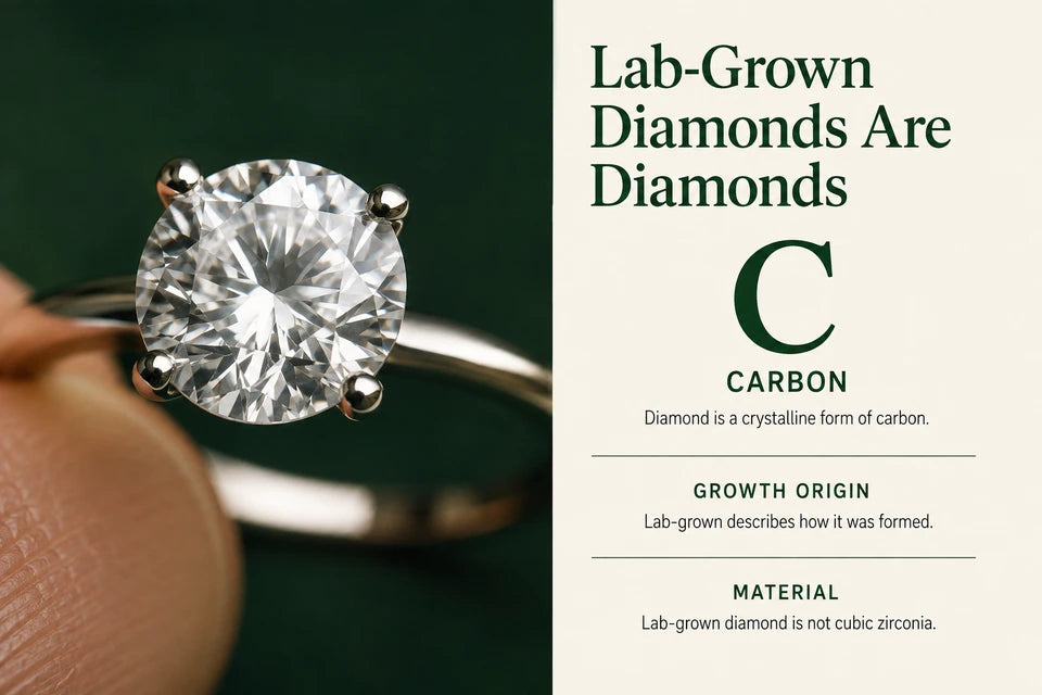Are Lab-grown Diamonds Real? Breaking Down the Physical and Chemical Properties a Jeweler’s Direct Answer: Diamond is a crystalline form of carbon. Lab-grown describes how it was formed.