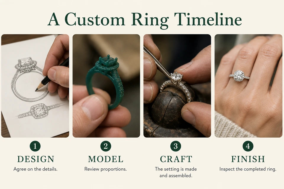 Custom Designing a Lab-grown Diamond Ring - A Step-by-step Timeline Guide for Lab-grown Jewelry Buyers: Agree on the details. Review proportions.