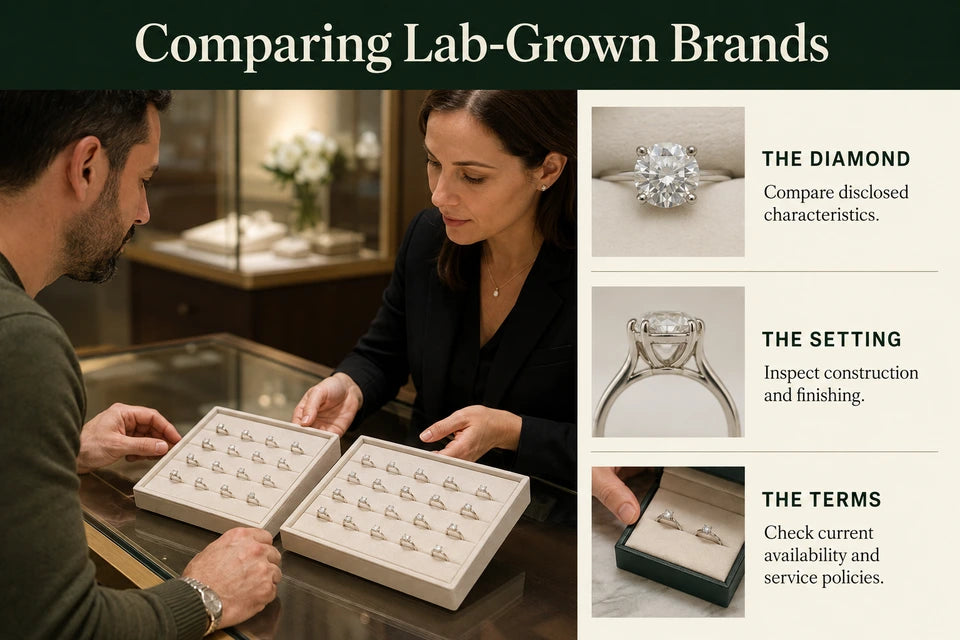 De Beers' Lightbox Vs. Independent Lab-grown Diamond Brands - What's the Difference? - A Jeweler’s Comparison: Compare disclosed characteristics. Inspect construction and finishing.