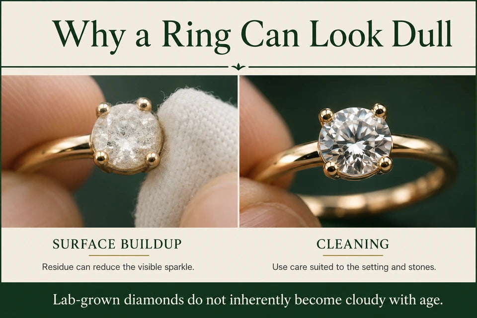 Do Lab-grown Diamonds Cloud Over Time? Dispelling the Longevity Myth a Practical Buyer Guide: Residue can reduce the visible sparkle. Use care suited to the setting and stones.
