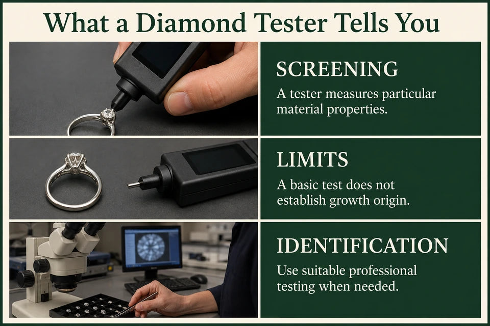Do Lab-grown Diamonds Pass a Diamond Tester? What Consumers Need to Know a Practical Buyer Guide: A tester measures particular material properties. A basic test does not establish growth origin.