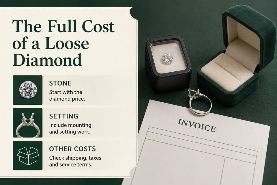 Hidden Costs to Look Out for When Buying Loose Lab-grown Diamonds Online Guide for Lab-grown Jewelry Buyers: Start with the diamond price. Include mounting and setting work.