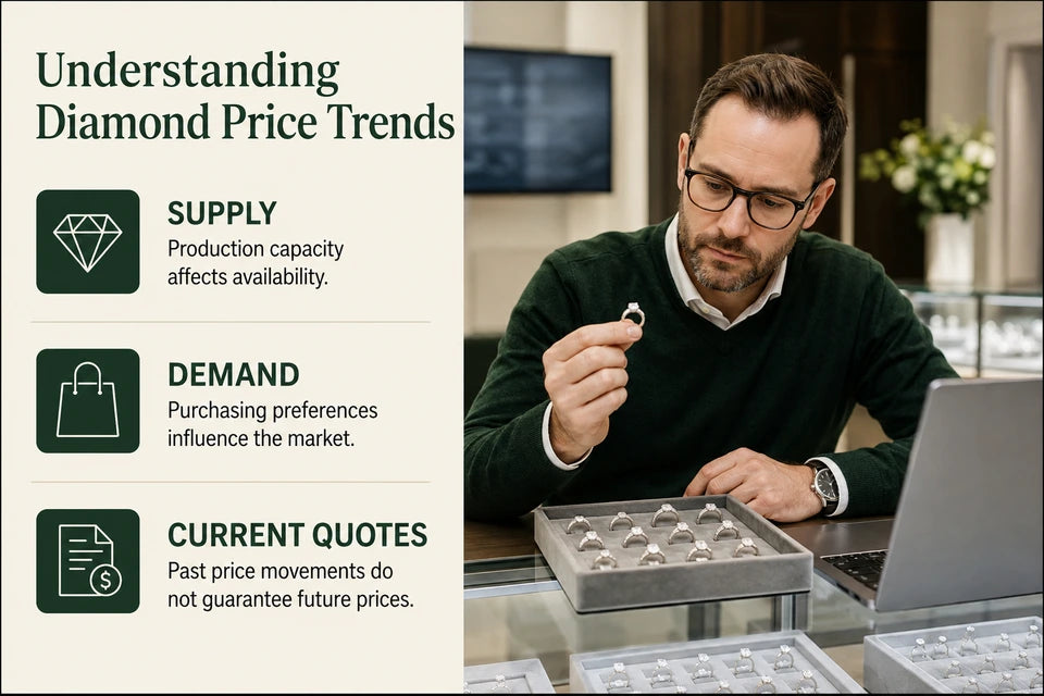 Lab-grown Diamond Price Trends - Will Prices Continue to Drop? Guide for Lab-grown Jewelry Buyers: Production capacity affects availability. Purchasing preferences influence the market.