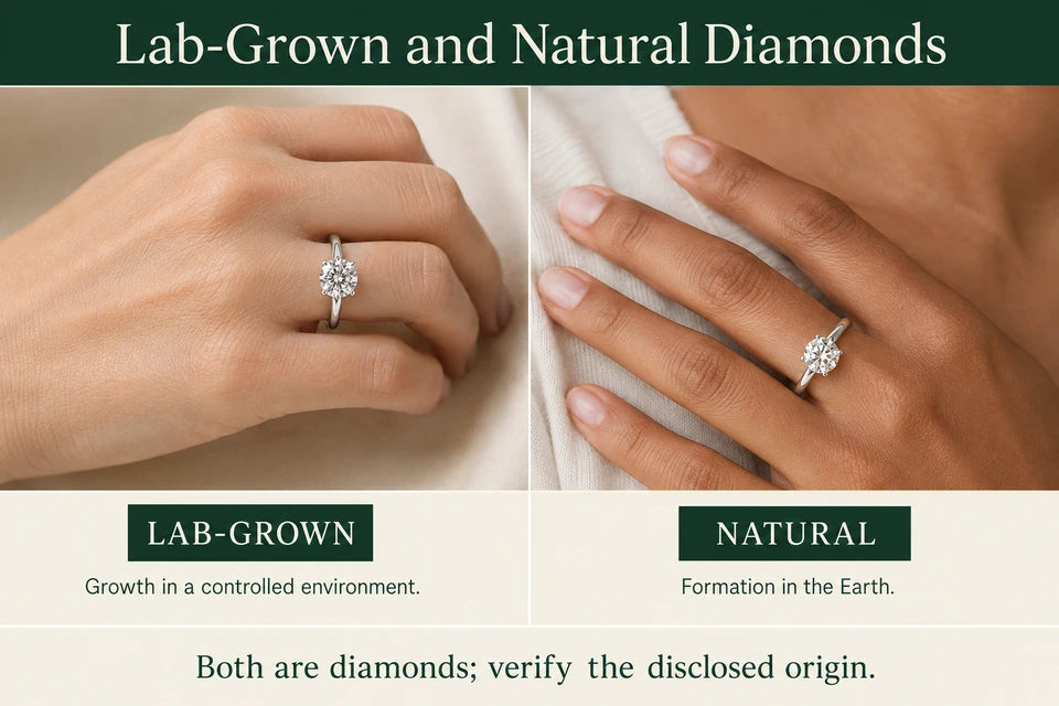 Lab-grown Vs. Natural Diamonds - A Final Head-to-head Comparison Guide - A Jeweler’s Comparison: Growth in a controlled environment. Formation in the Earth.