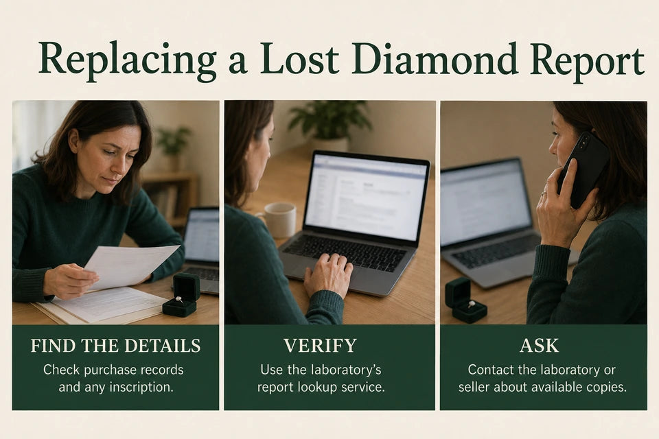What to Do If You Lose Your IGI or GIA Lab-grown Diamond Certificate Guide for Lab-grown Jewelry Buyers: Check purchase records and any inscription. Use the laboratory’s report lookup service.