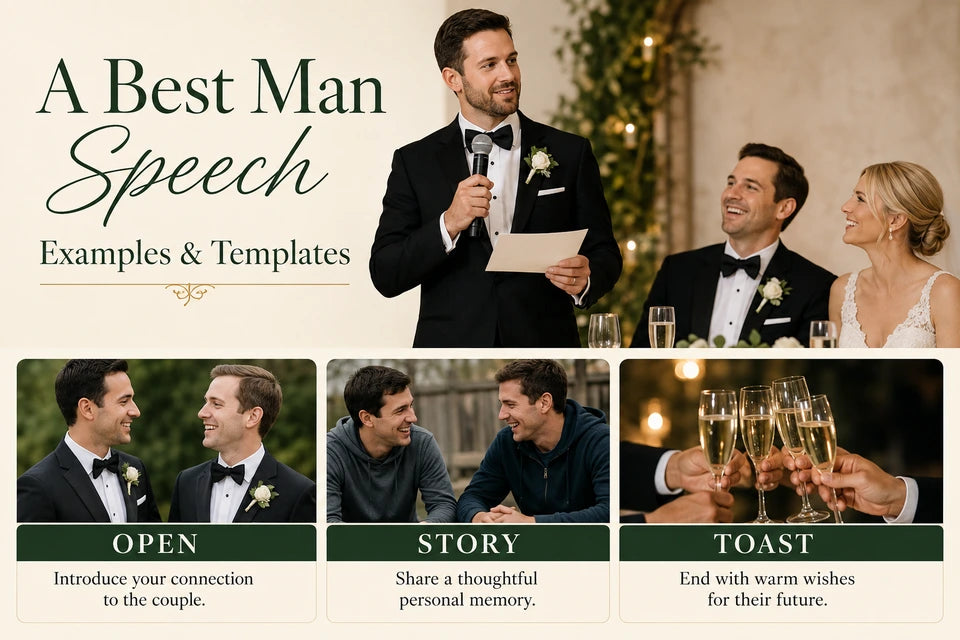 Best Man Speech Examples & Templates: Introduce your connection to the couple. Share a thoughtful personal memory.