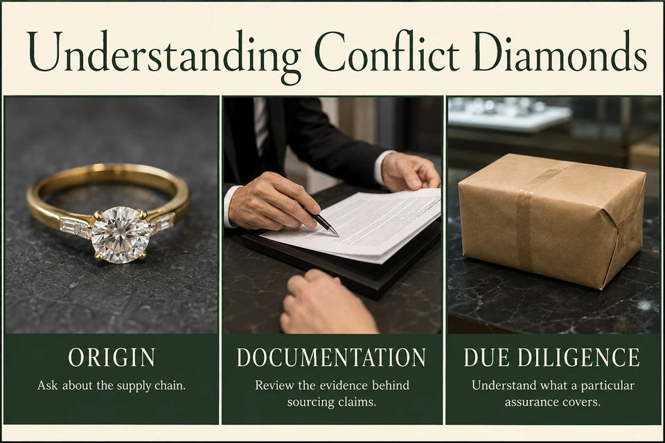 Blood Diamonds: Ask about the supply chain. Review the evidence behind sourcing claims.