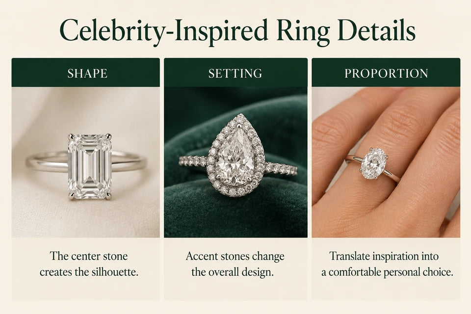 Celebrity Engagement Rings: The center stone creates the silhouette. Accent stones change the overall design.