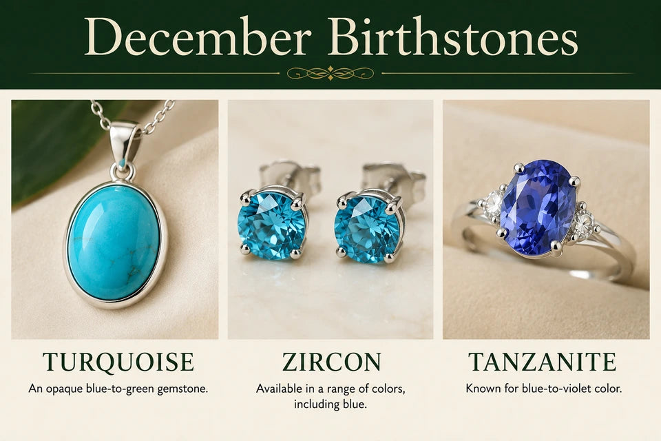 December Birthstone Guide: An opaque blue-to-green gemstone. Available in a range of colors, including blue.