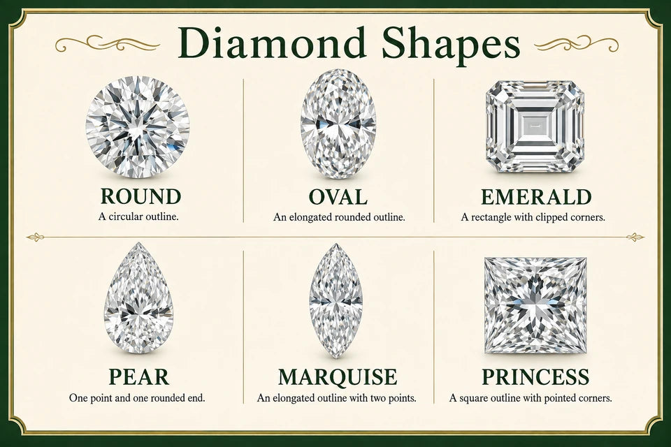Diamond Shape: A circular outline. An elongated rounded outline.