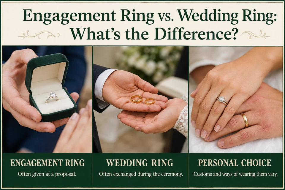Engagement Ring vs. Wedding Ring: What’s the Difference?: Engagement Ring vs. Wedding Ring Often given at a proposal.